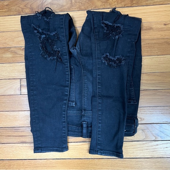 American Eagle black distressed ripped next level stretch hi rise jegging jeans - Picture 5 of 10